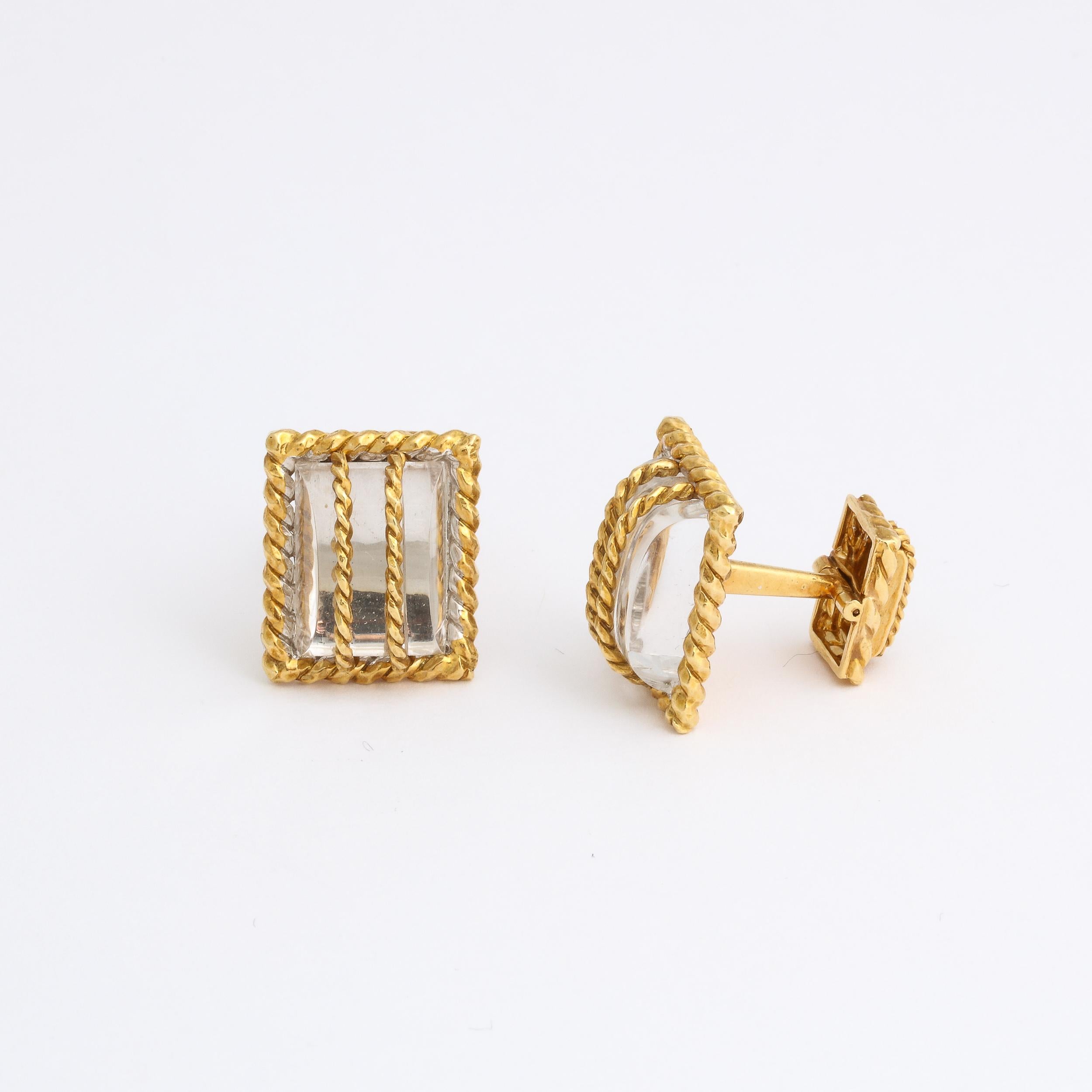 David Webb  18k Yellow Gold & Crystal  6 Piece Cufflink and Stud Set  For Sale 5