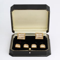 David Webb  18k Yellow Gold & Crystal  6 Piece Cufflink and Stud Set