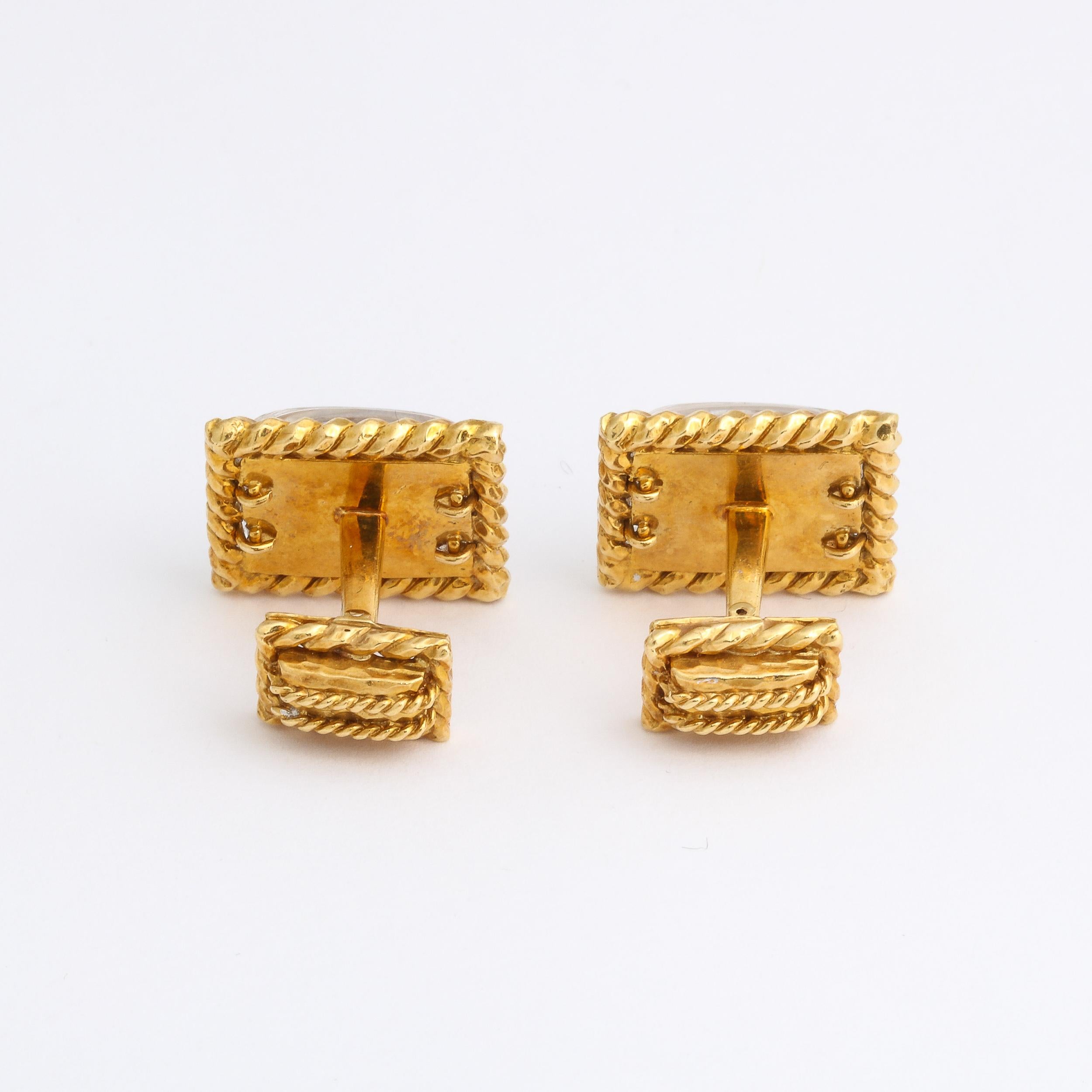 David Webb  18k Yellow Gold & Crystal  6 Piece Cufflink and Stud Set  For Sale 1