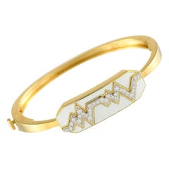 David Webb 18K Yellow Gold Diamond and White Enamel Skip Bracelet
