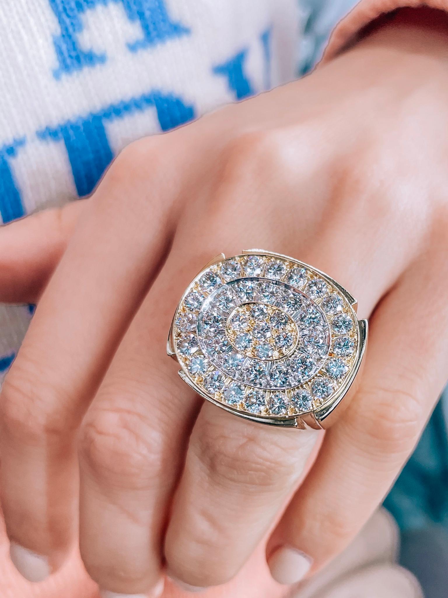 18 Karat Gelbgold Diamant-Ring mit klobigem Cluster 4