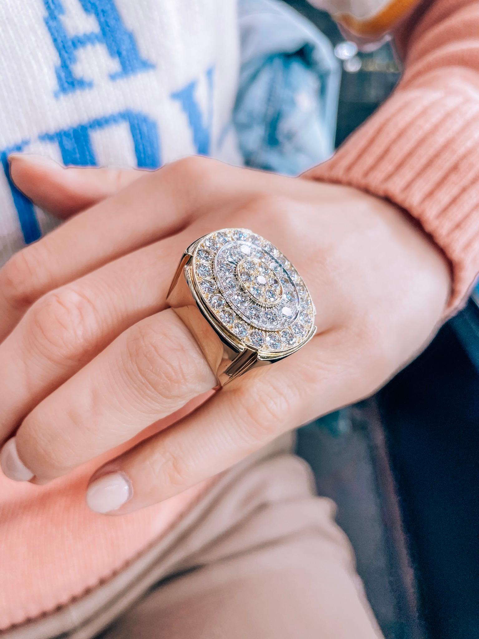 18 Karat Gelbgold Diamant-Ring mit klobigem Cluster 2