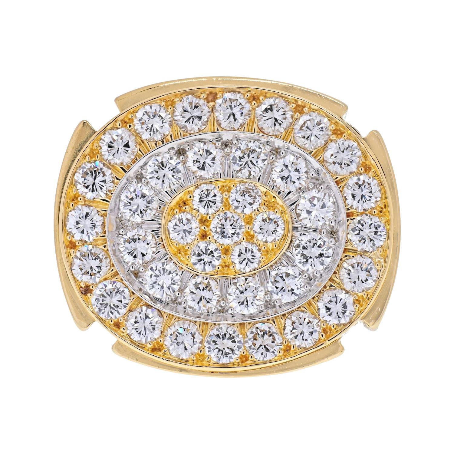 David Webb Bague en or jaune 18 carats et diamants en forme de grappe épaisse