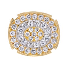 David Webb Bague en or jaune 18 carats et diamants en forme de grappe épaisse