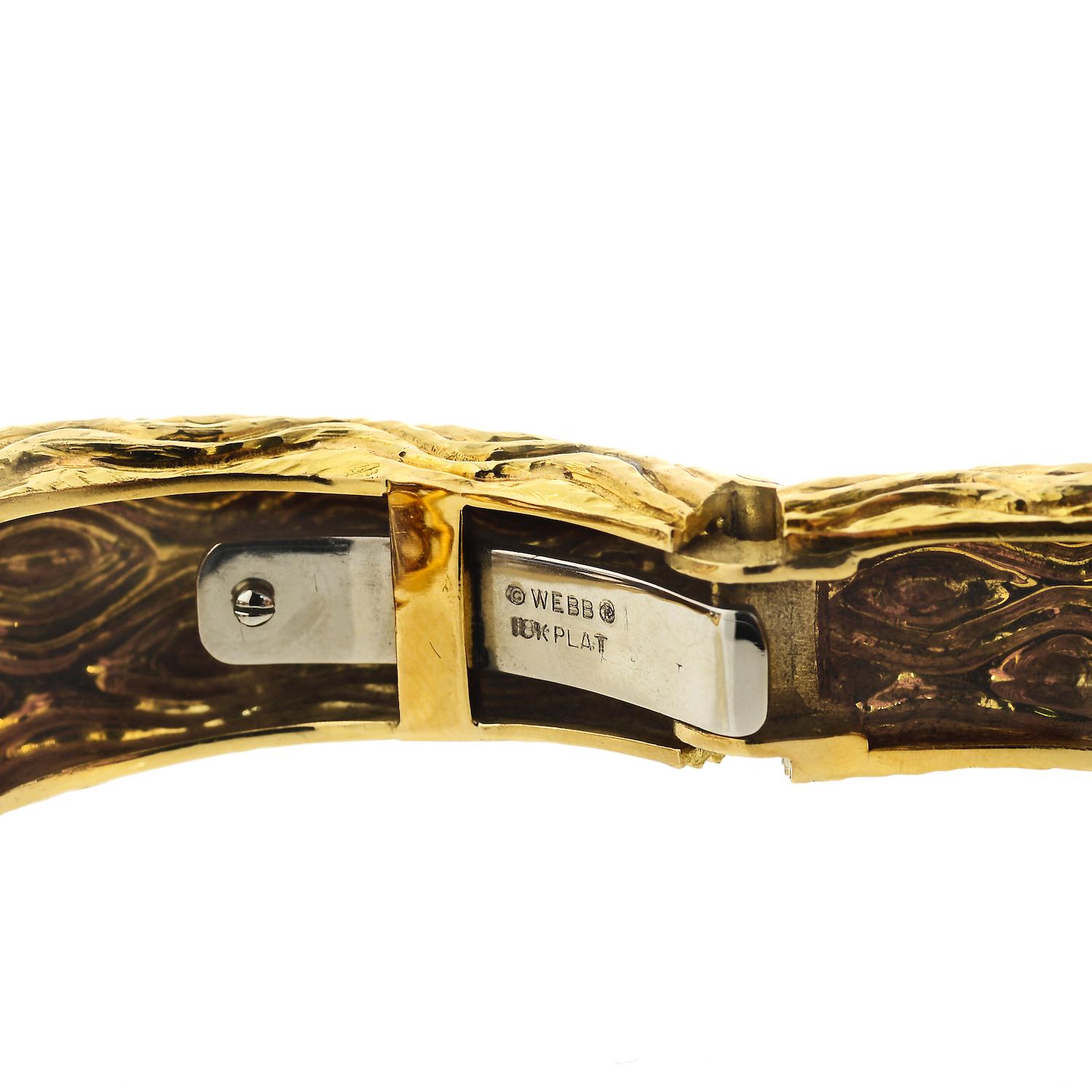 David Webb 18 Karat Yellow Gold Diamond, Colored Sapphire Bracelet In Excellent Condition In New York, NY