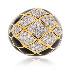 David Webb 18K Gelbgold Diamant Dome Emaille Ring