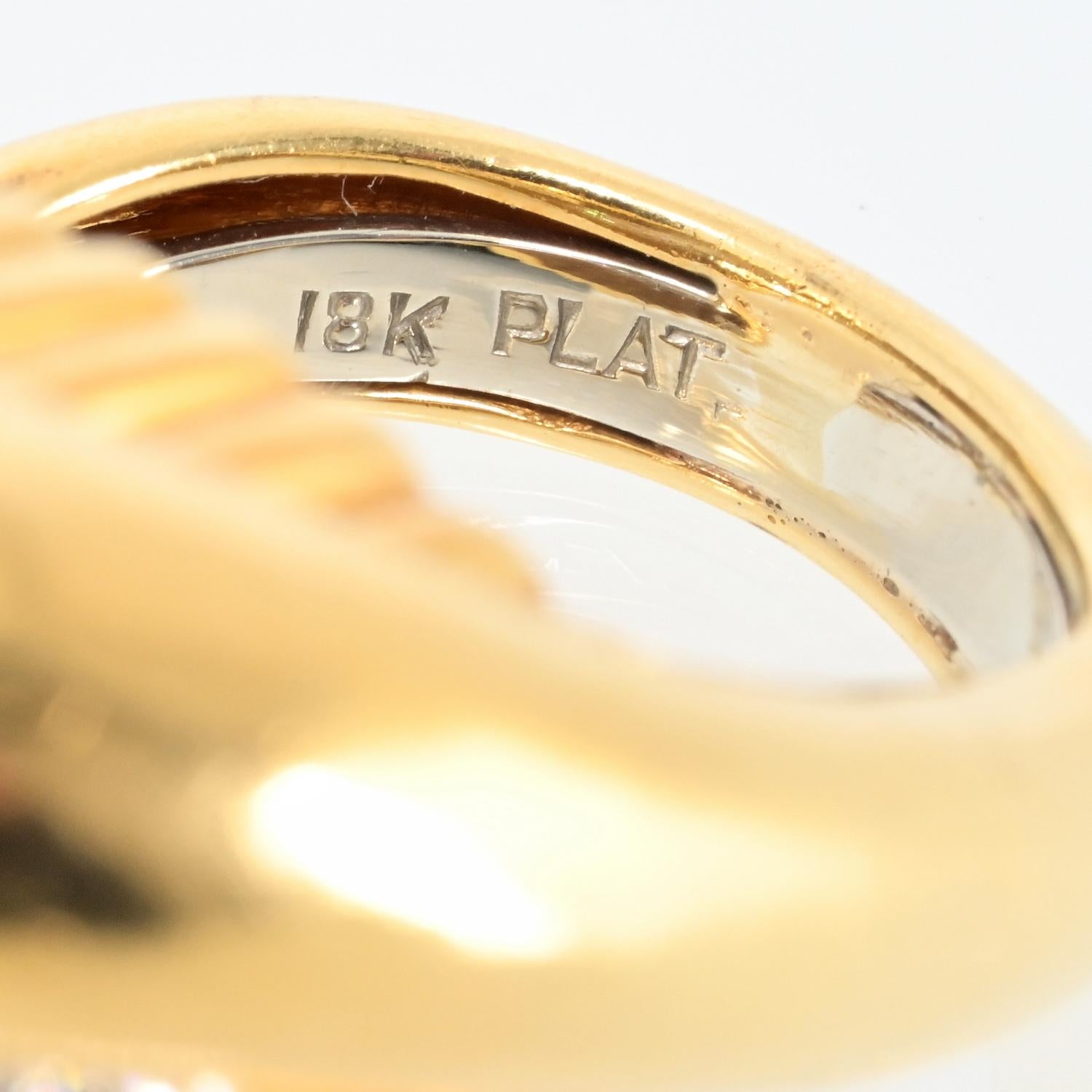 Women's David Webb 18K Yellow Gold Diamond Geometric Ring For Sale