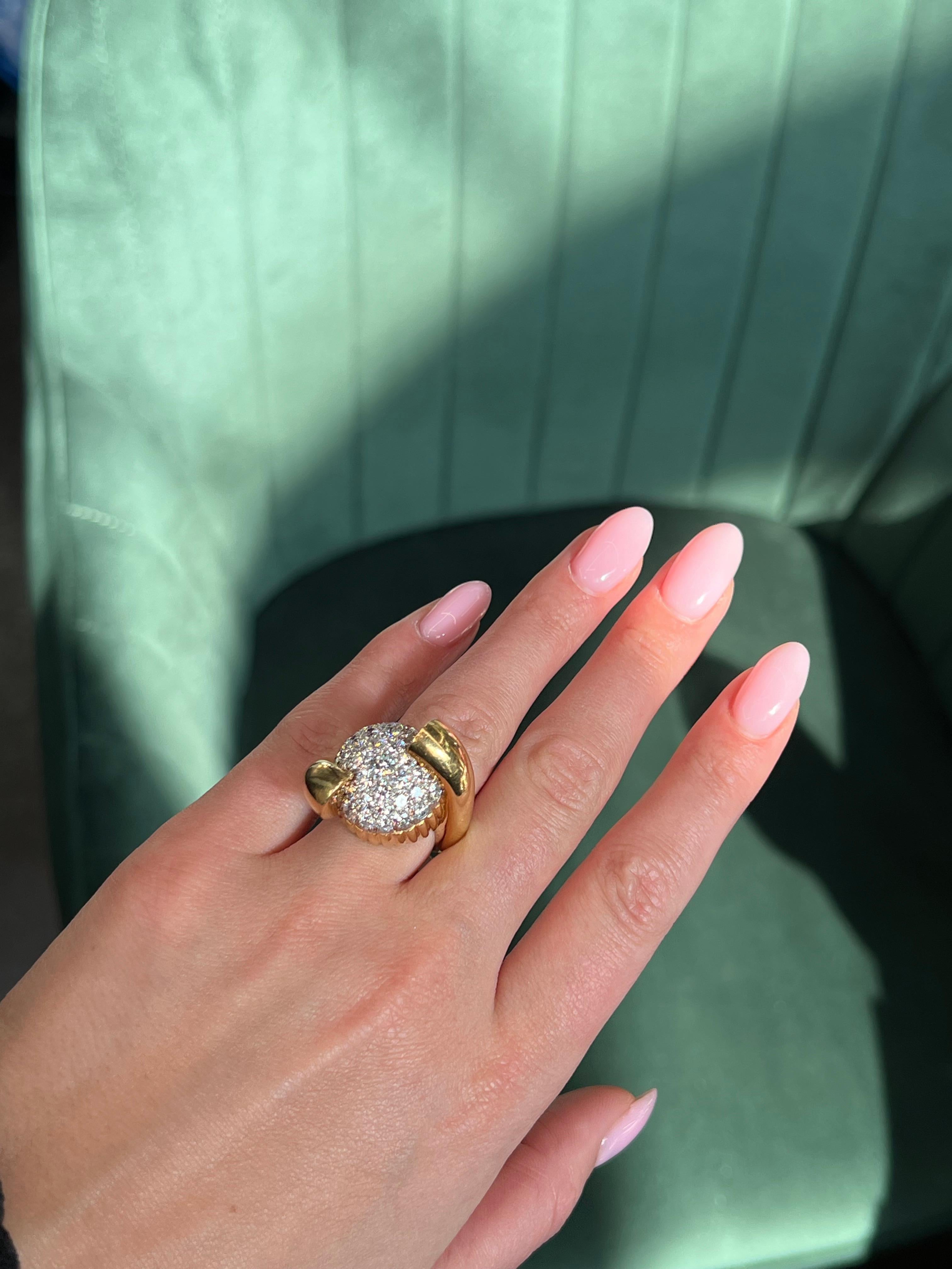David Webb 18K Yellow Gold Diamond Geometric Ring For Sale 1