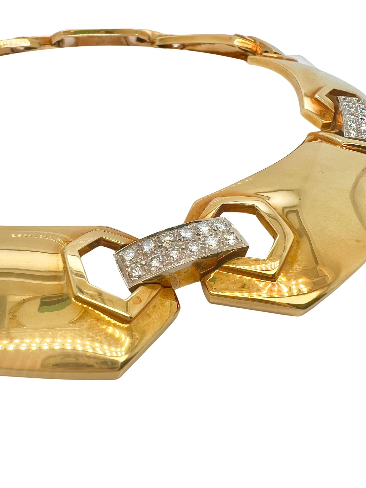 David Webb Collar de diamantes de oro amarillo de 18 quilates Corte redondo en venta