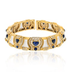 David Webb 18K Yellow Gold Diamond Sapphire Rock Crystal Choker Necklace