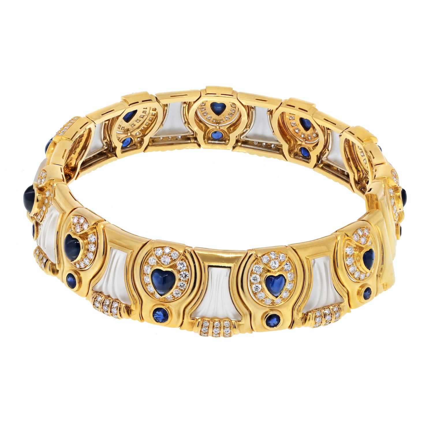 David Webb: 18 Karat Gelbgold Diamant-Saphir-Bergkristall-Halskette (Herzschliff) im Angebot