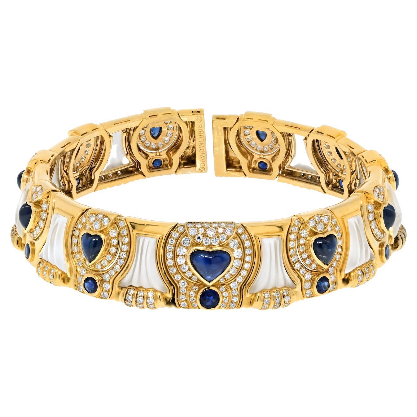 David Webb: 18 Karat Gelbgold Diamant-Saphir-Bergkristall-Halskette im Angebot