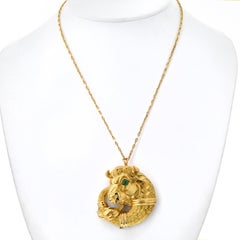 David Webb 18K Yellow Gold Diamond Taurus Bull Brooch Pendant