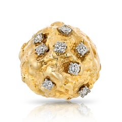 David Webb 18K Yellow Gold Dome Diamond Set Cocktail Ring