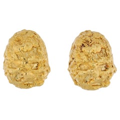 David Webb 18K Yellow Gold Dome Nugget Clip on Earrings