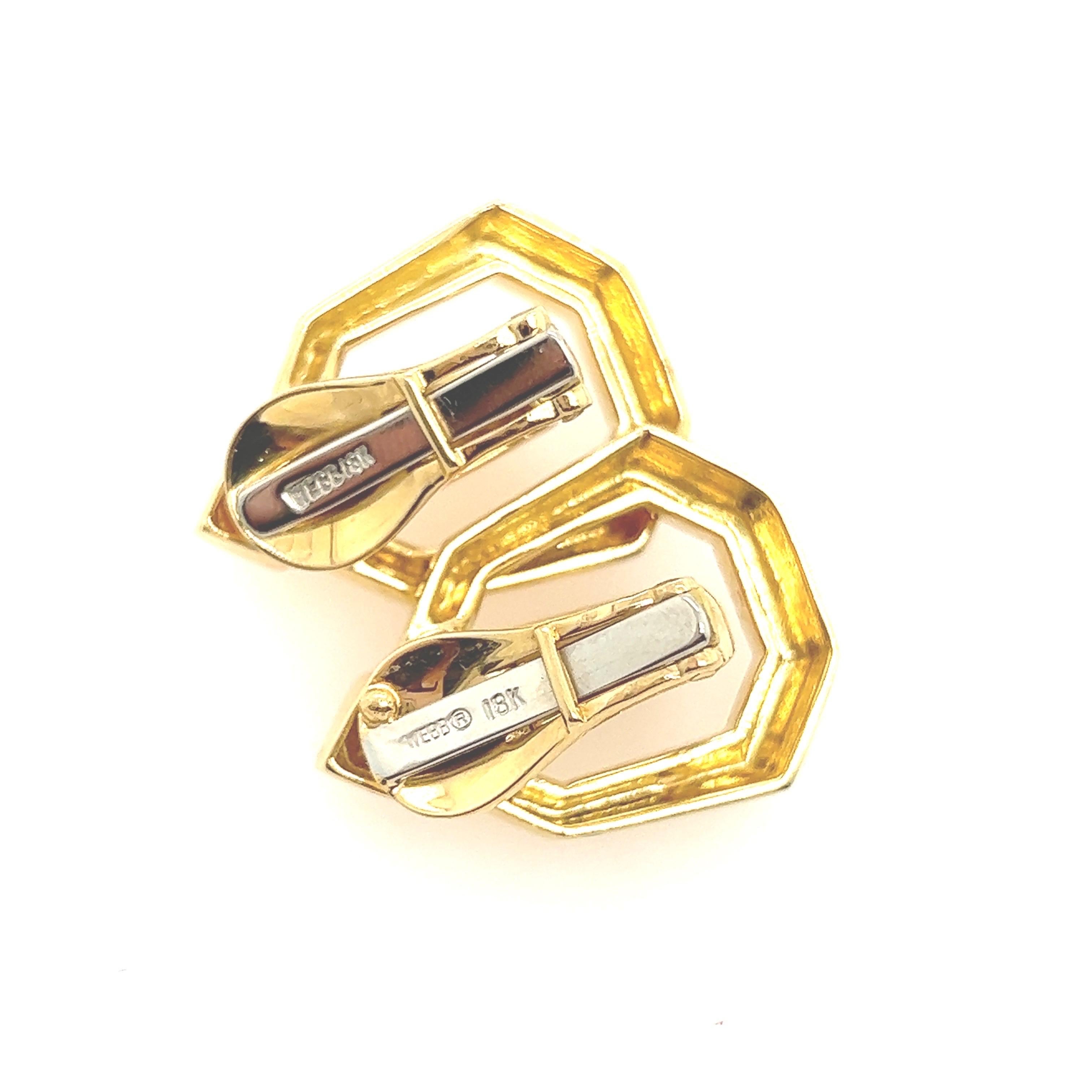These earrings take a staple and elevate it to another level. Made in 18kt yellow gold these clip on style David Webb earrings are classic enough to wear over and over again, but unique enough to add flair to any outfit.