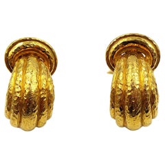 David Webb 18K Yellow Gold Doorknocker Earrings