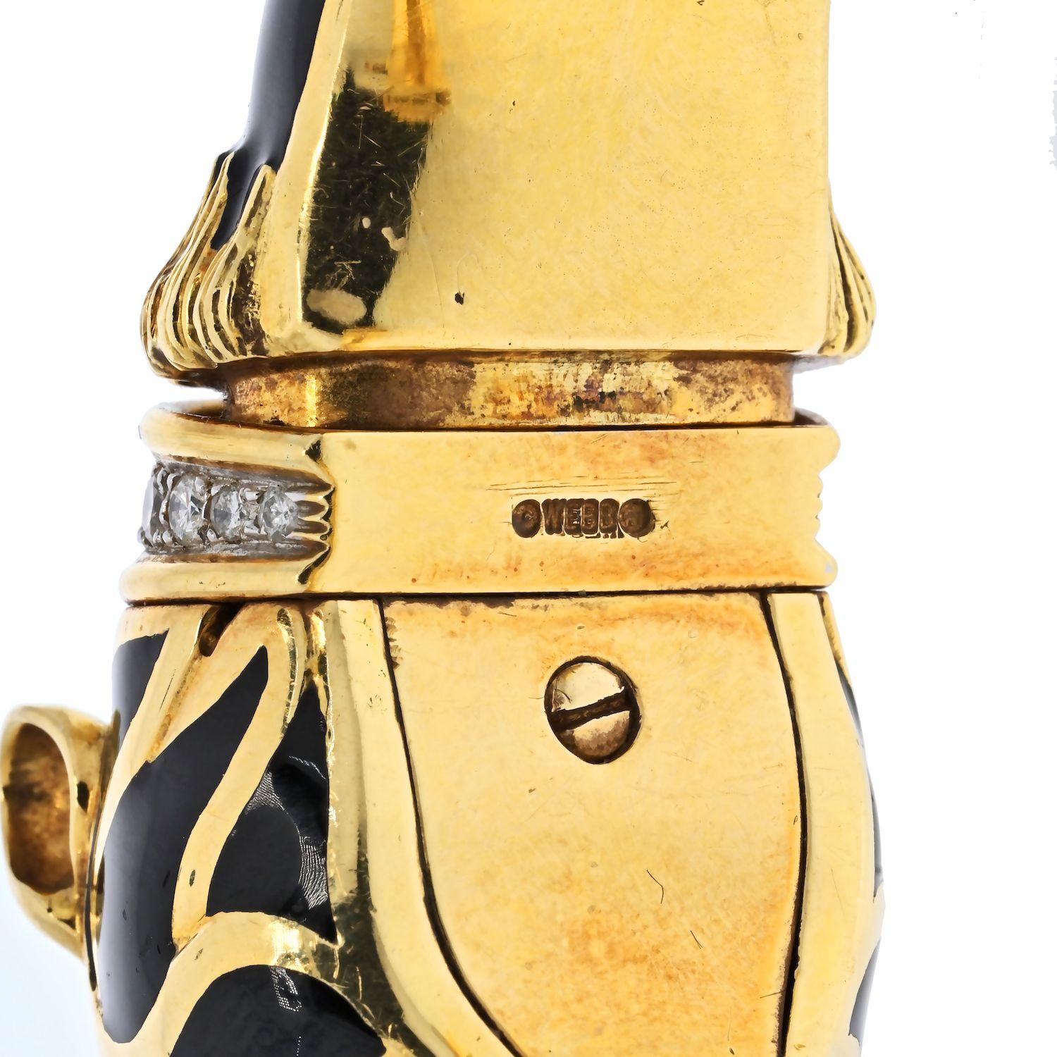 David Webb: 18 Karat Gelbgold Doppelkopf-Hose in schwarzer Emaille-Armband im Zustand „Hervorragend“ im Angebot in New York, NY