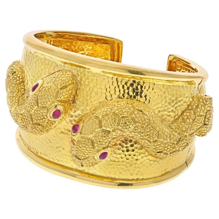 18K Solid Gold Adjustable Snake Bracelet,Gold Snake Bracelet,Rolling Serpent Bracelet,Link Bracelet for Women, Gold Snake Chain Bracelet