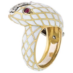 Anillo Serpiente de diamantes esmaltados en oro amarillo de 18 quilates David Webb