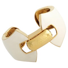 David Webb 18K Yellow Gold Enameled Princess Lilian Cuff Bracelet