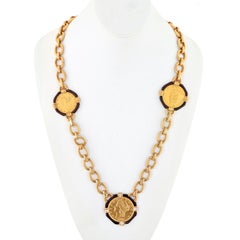 David Webb 18K Yellow Gold  Five Coin Link Chain Necklace