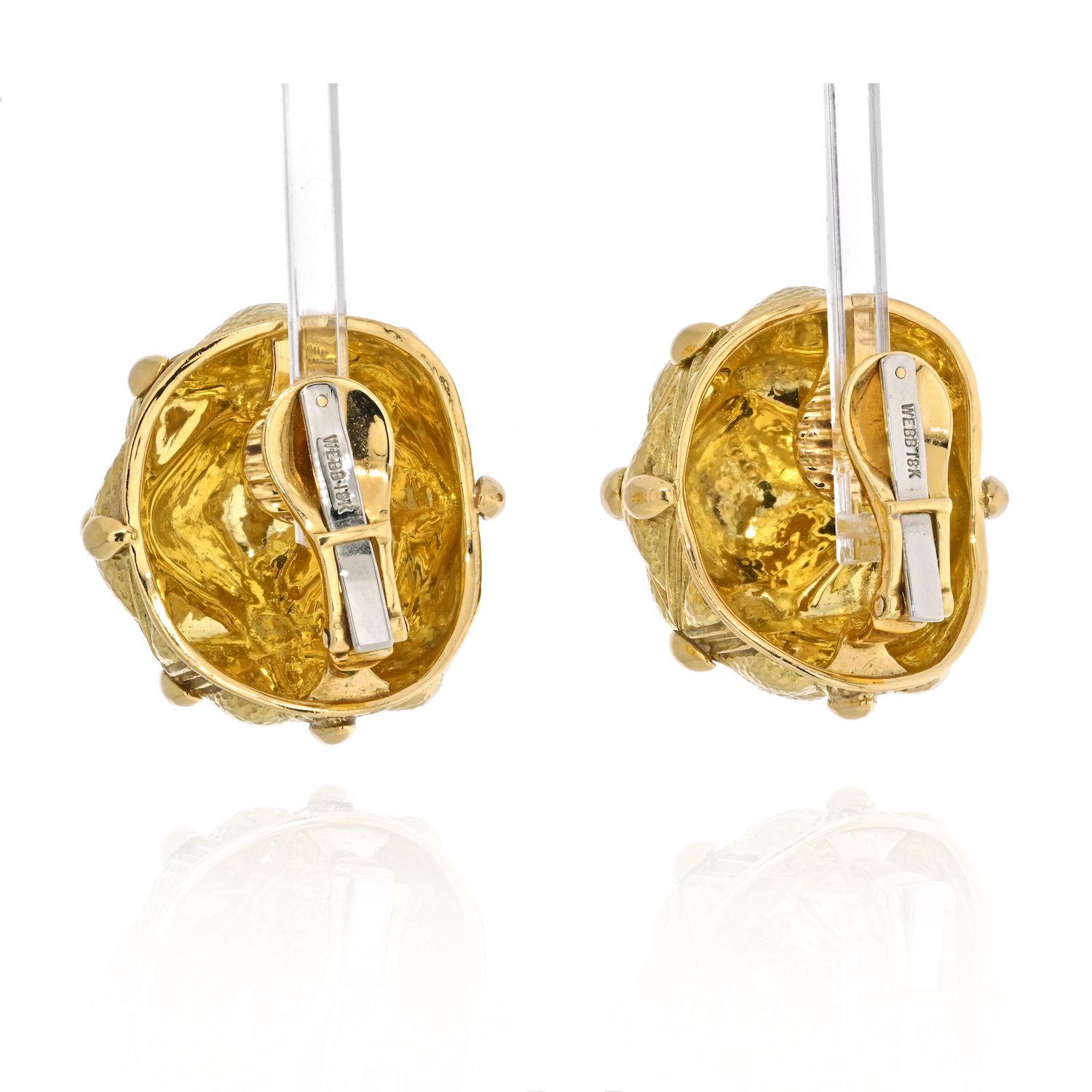 Modern David Webb 18K Yellow Gold Geodesic Earrings For Sale