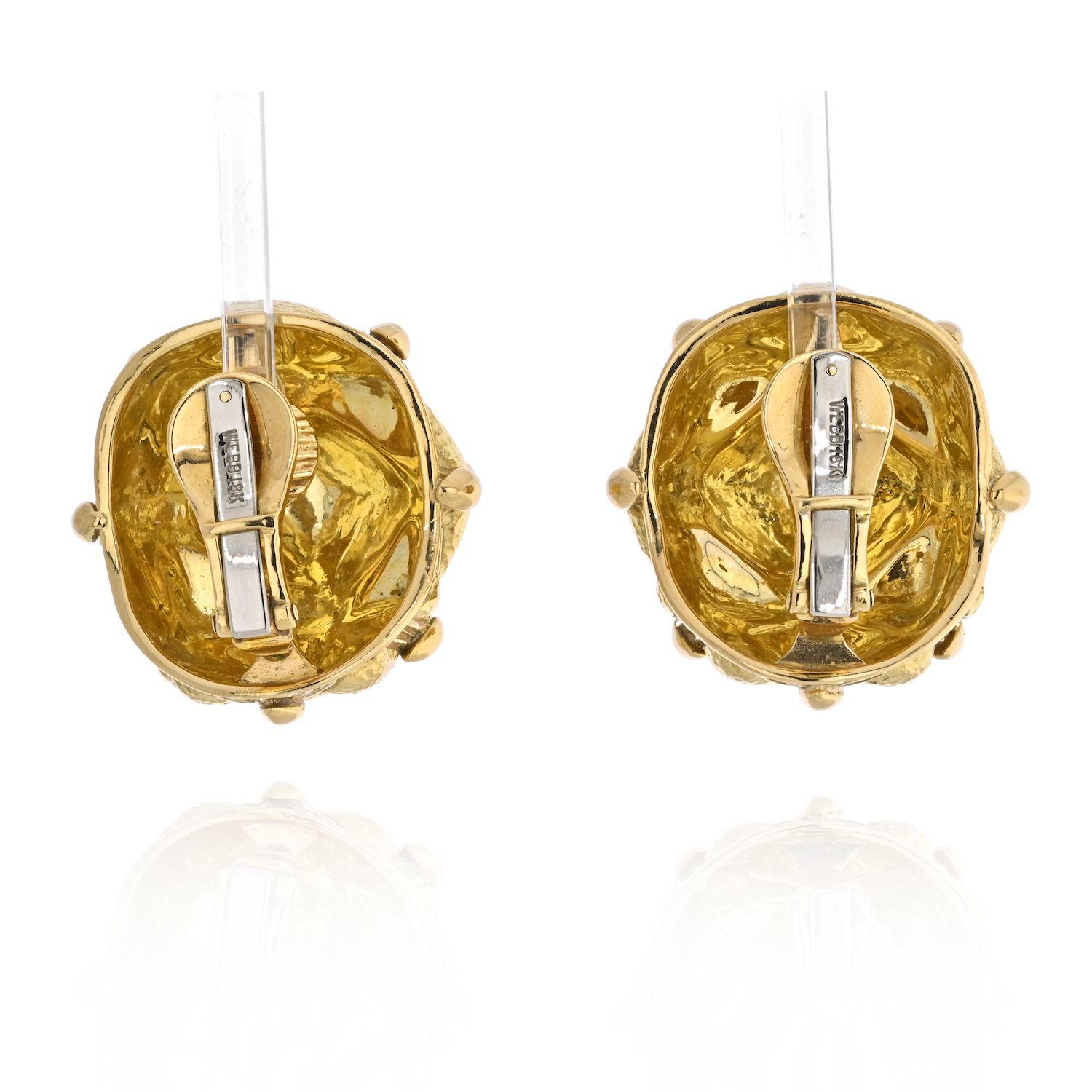 Women's David Webb 18K Yellow Gold Geodesic Earrings For Sale