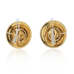 David Webb 18K Yellow Gold Gold Beehive Shield Clip Earrings