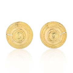 Vintage David Webb 18K Yellow Gold Gold Beehive Shield Clip Earrings