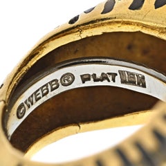 David Webb 18K Yellow Gold Green Emerald Tiger Ring