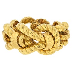 David Webb Armband aus gehämmertem, geknotetem Seil, 18 Karat Gelbgold