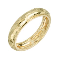 David Webb 18k Yellow Gold Hammered Wedding Band Ring