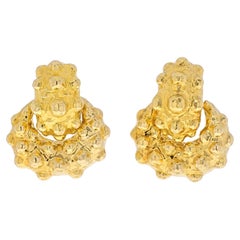 David Webb 18K Yellow Gold High Polish Bubble Doorknocker Earrings