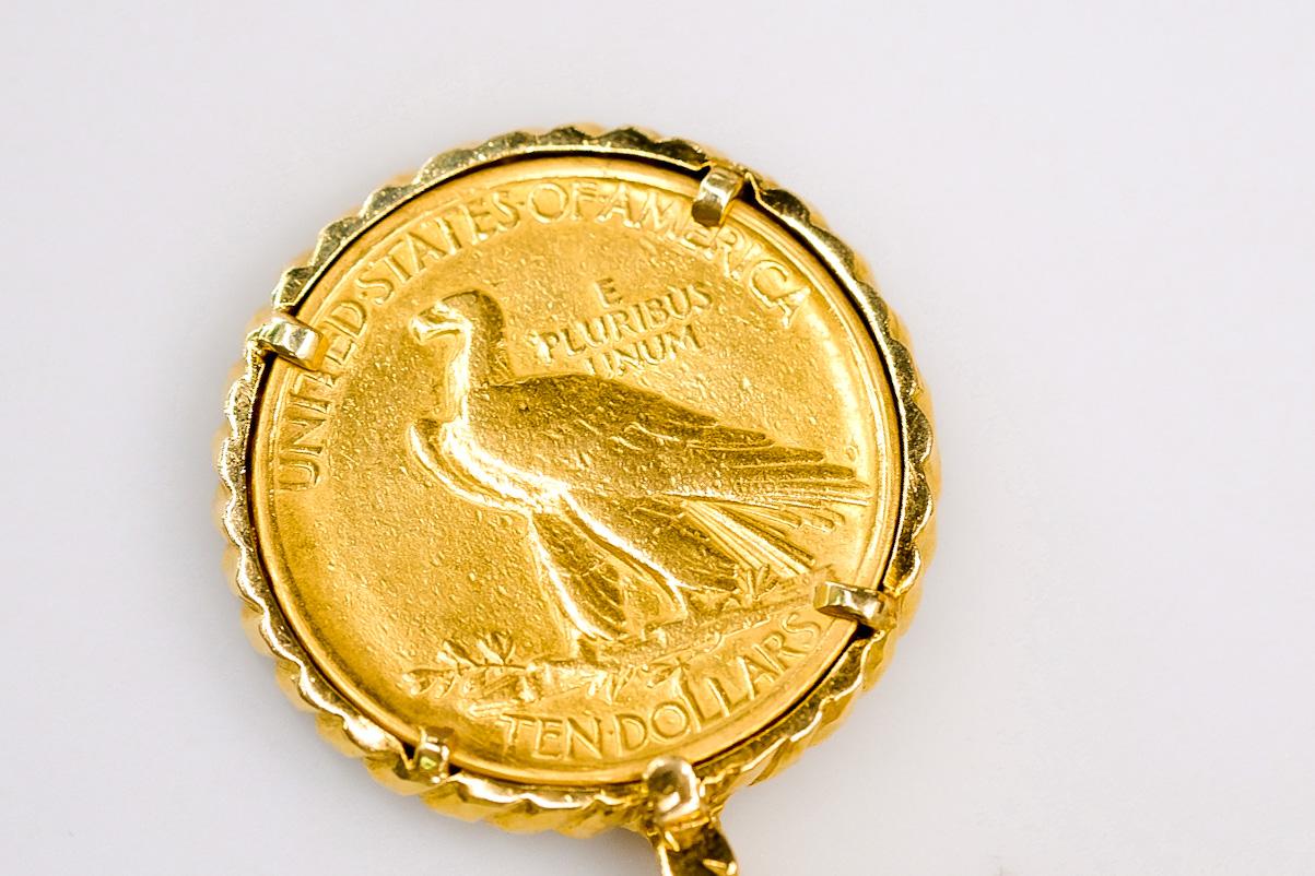 David Webb - Collier en or jaune 18 carats orné d'une pièce de monnaie américaine 
