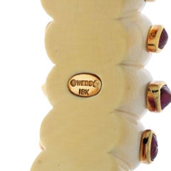 David Webb 18K Yellow Gold Ivory And Carved Ruby 1960's Cuff Bangle