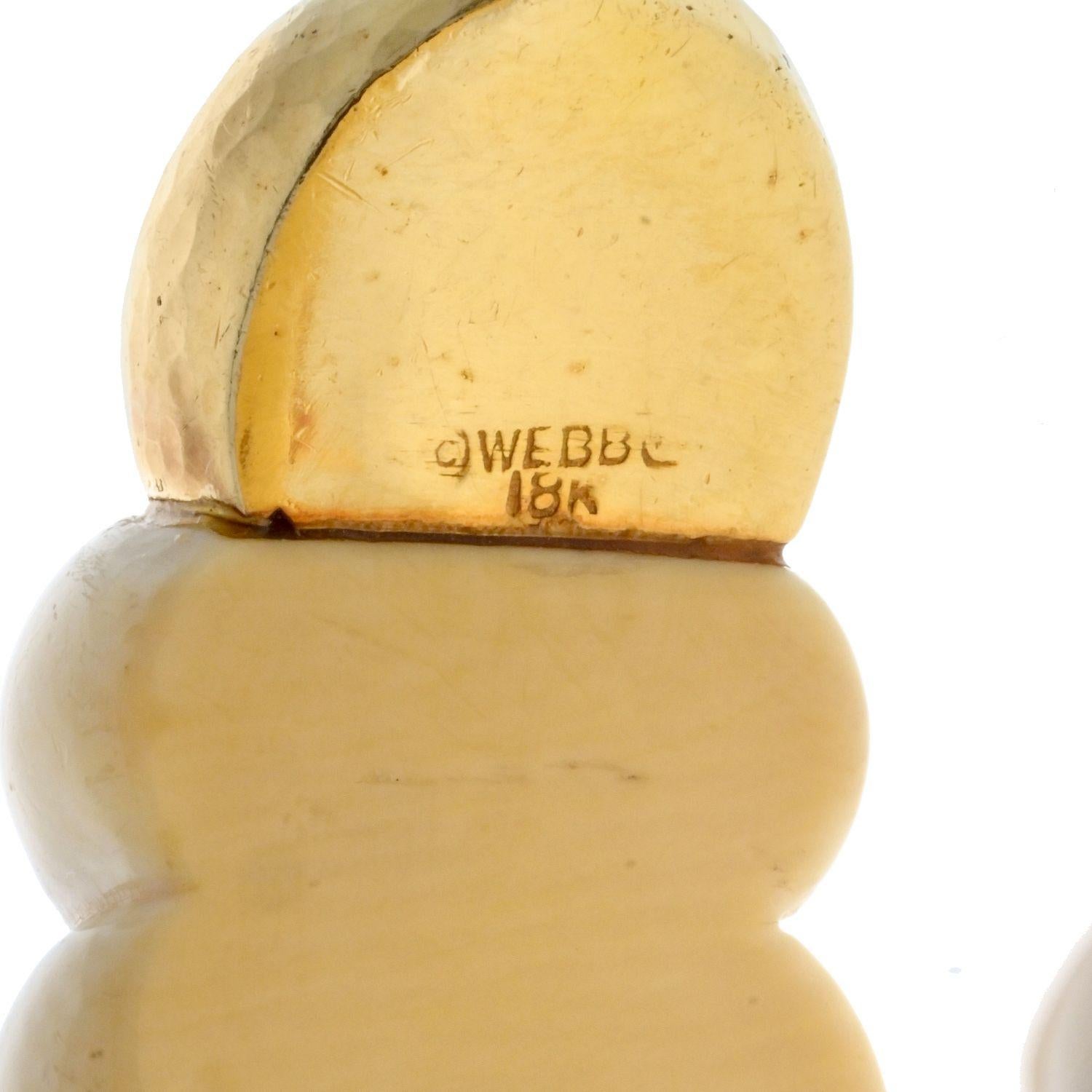 David Webb Bracelet manchette en or jaune 18 carats, ivoire et rubis sculpté, années 1960 en vente 1