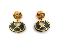 David Webb 18K Yellow Gold Jade Door Knocker Earrings