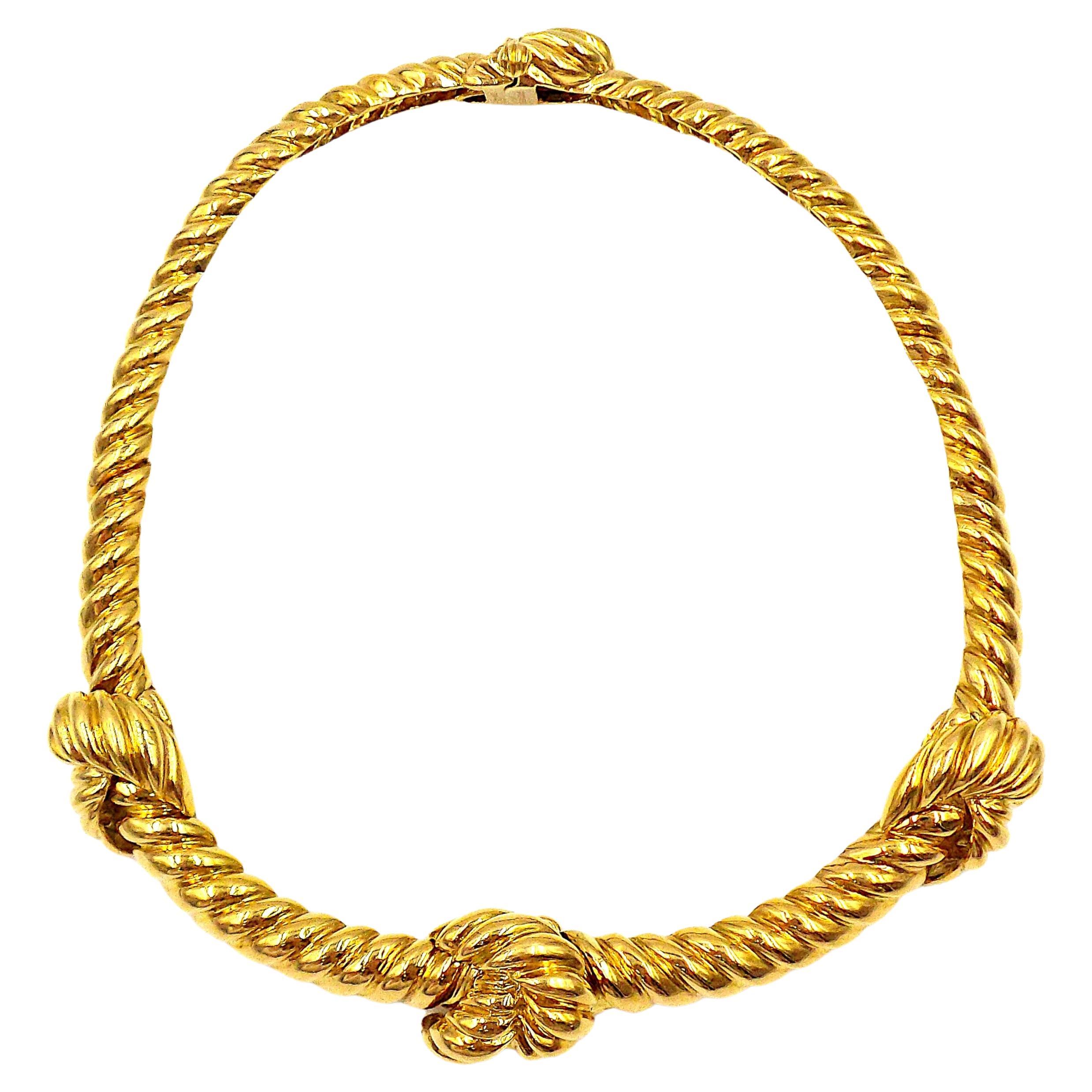 David Webb 18K Yellow Gold Knot Choker Necklace For Sale