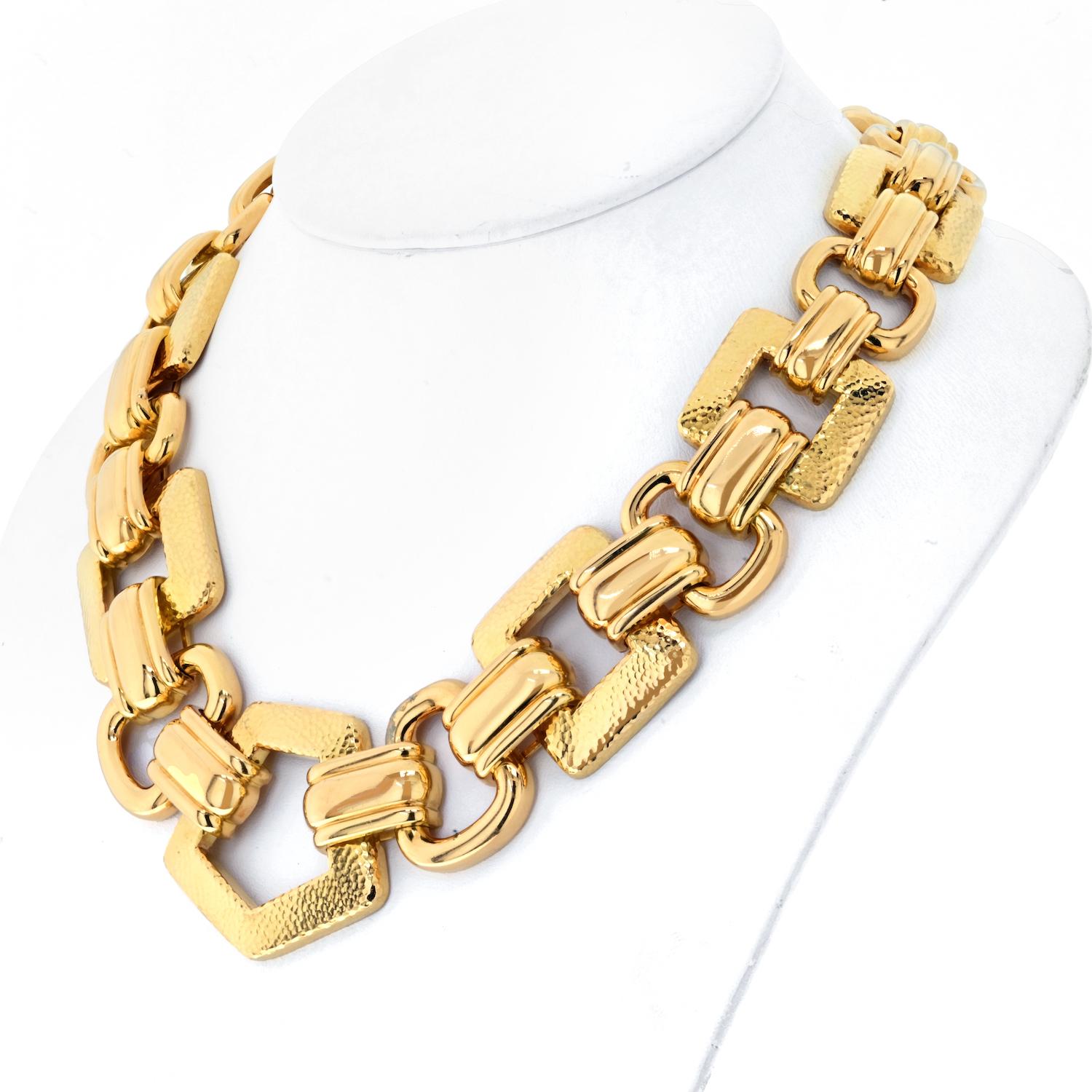 Modern David Webb 18K Yellow Gold Large Ancient World Open Link Necklace For Sale