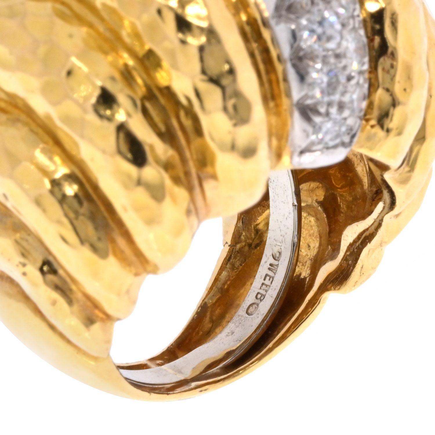 Round Cut David Webb 18K Yellow Gold Large Dome Diamond Statement Ring