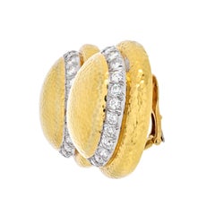 David Webb 18K Yellow Gold Large Dome Oval Button Clip Earrings