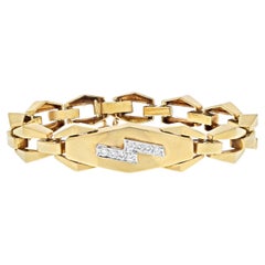 David Webb Bracelet à maillons moderne à motif cubiste en or jaune 18 carats en forme de bouclier