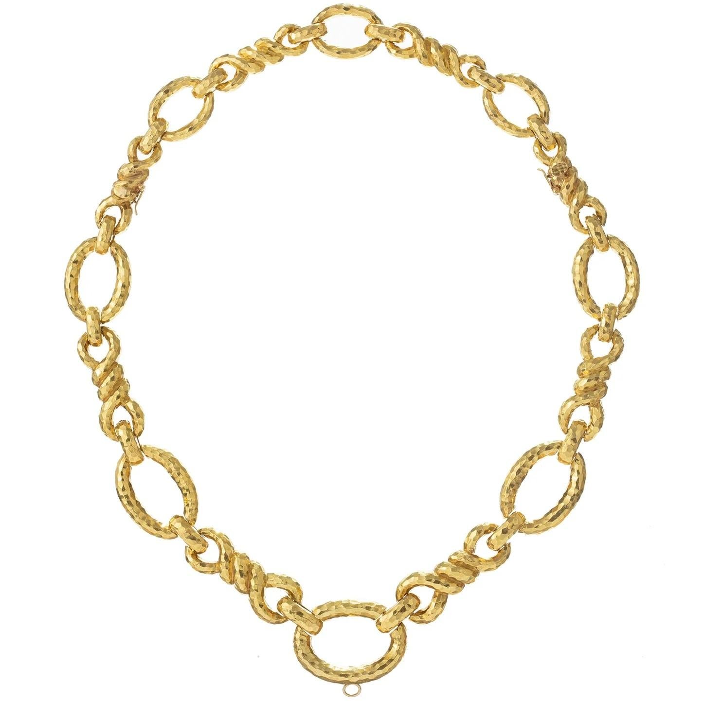 Women's David Webb 18K Yellow Gold Link 28 inches Convertible Chain Necklace For Sale