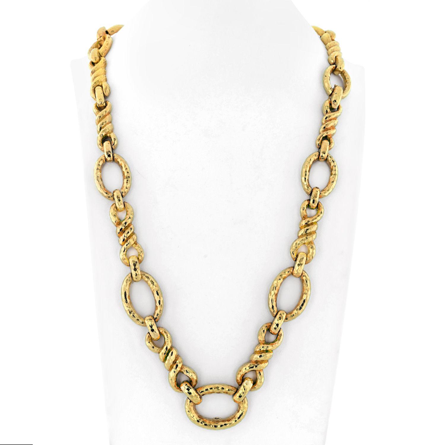 Modern David Webb 18K Yellow Gold Link 28 inches Convertible Chain Necklace For Sale