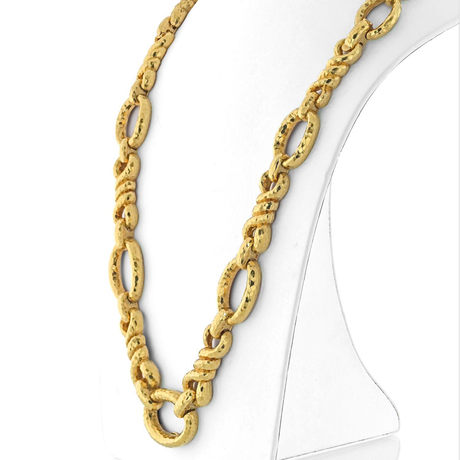 David Webb 18K Yellow Gold Link 28 inches Convertible Chain Necklace In Excellent Condition For Sale In New York, NY