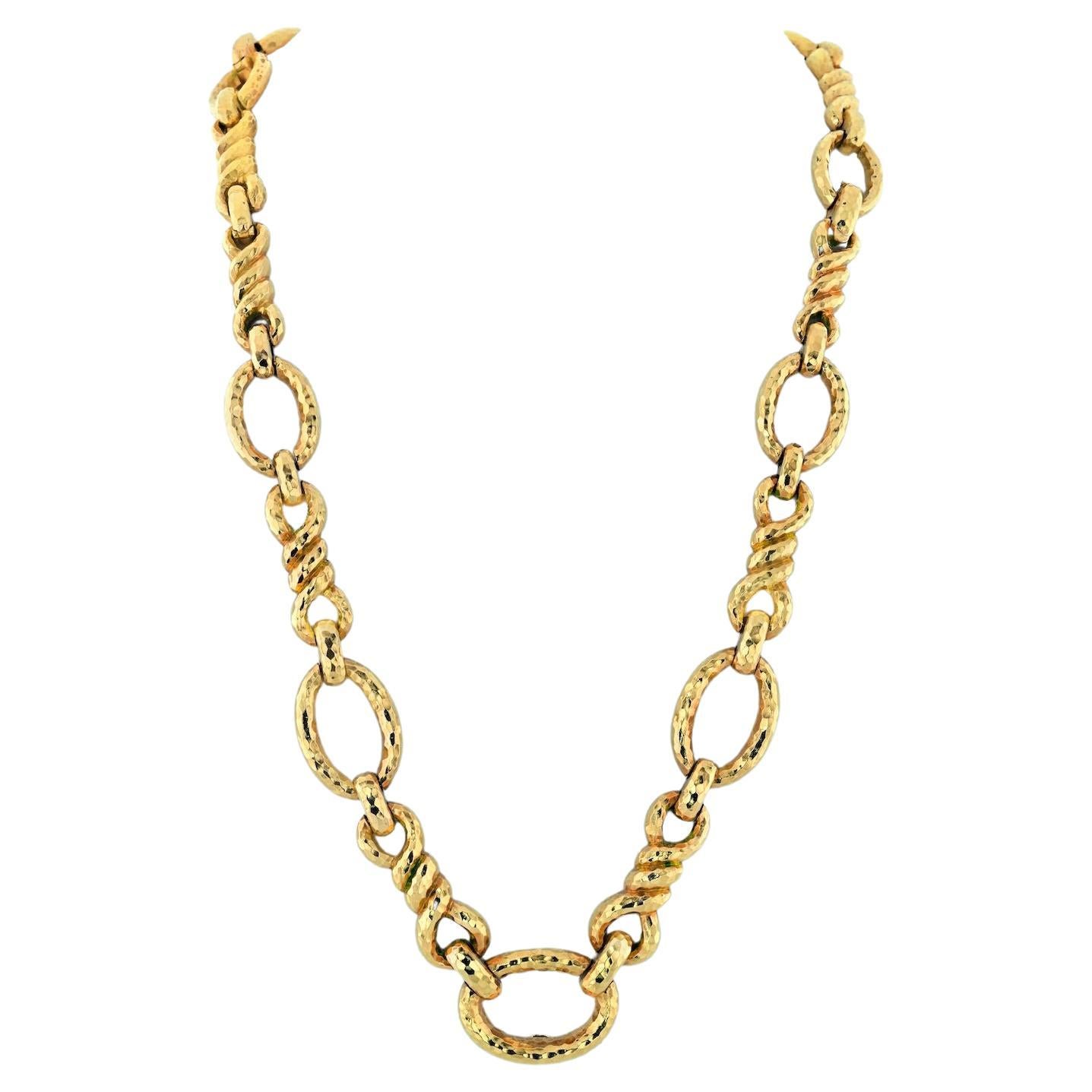 David Webb 18K Gelbgold Link 28 Zoll konvertierbare Kette Halskette