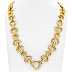 David Webb 18K Yellow Gold Long Chain Link Necklace