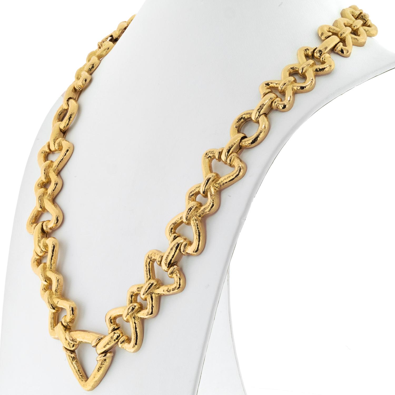 Modern David Webb 18K Yellow Gold Long Chain Link Necklace For Sale