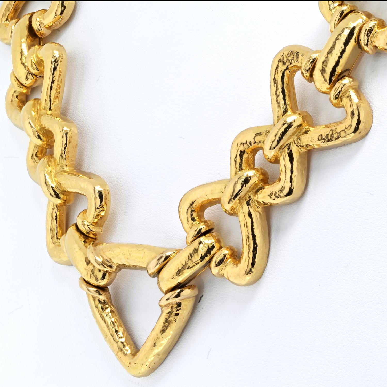 Women's David Webb 18K Yellow Gold Long Chain Link Necklace For Sale